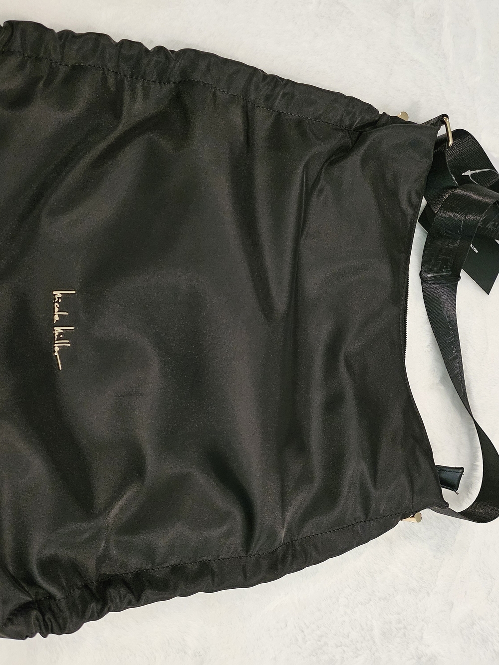 Nicole Miller – Black Nylon Ruched Tote Bag (One/Size)